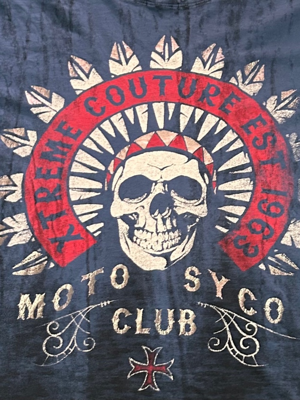 Women's Xtreme Couture Vintage 100% Cotton Motosyco Club T-Shirt Size XL